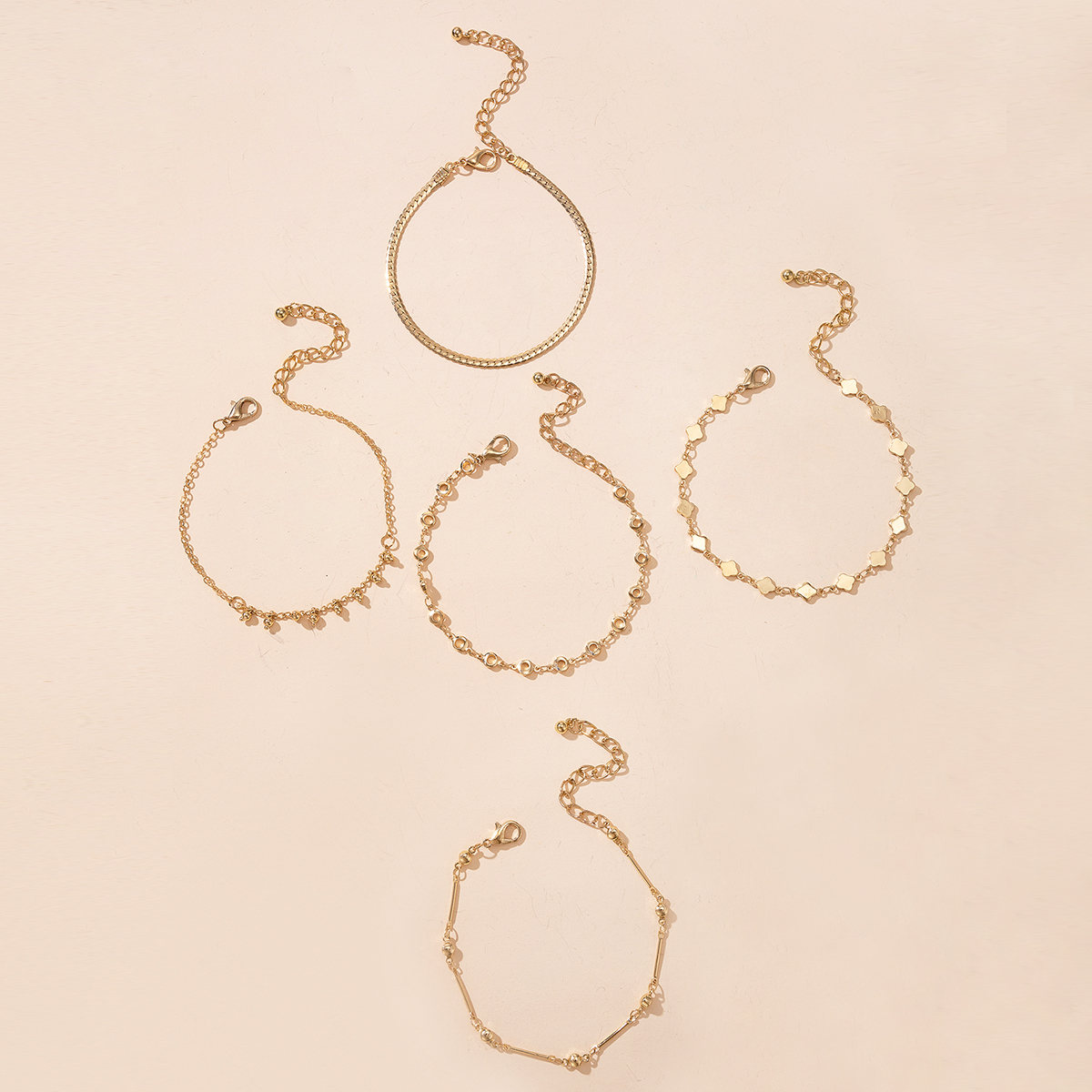 Bohemian Alloy Four-leaf Clover Round Bead Bamboo Bracelet Set display picture 4