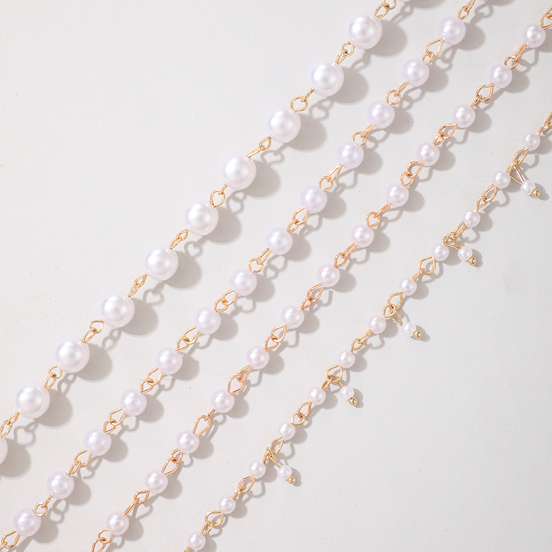 Koreanische Imitation Perlhirse Perle Quaste Fußkettchen Set display picture 2