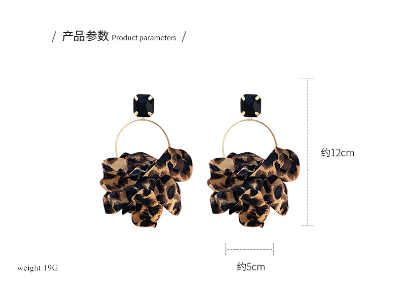 925 Silver Needle Leopard Print Earrings Exaggerated Big Earrings Fabric Earrings display picture 1