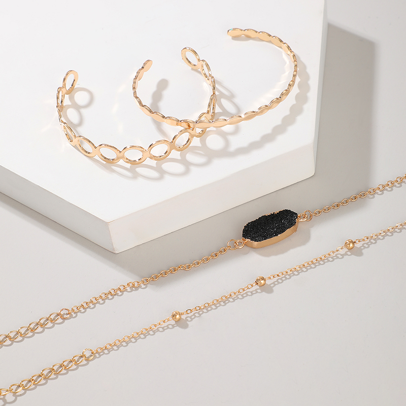 Simple Golden Bead Alloy Bracelet Set display picture 2