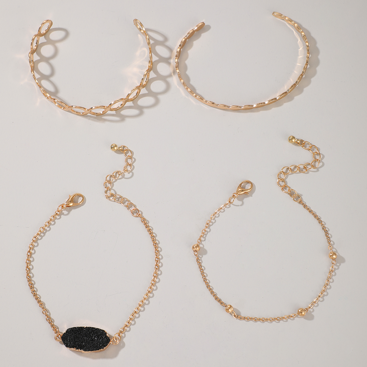 Simple Golden Bead Alloy Bracelet Set display picture 4