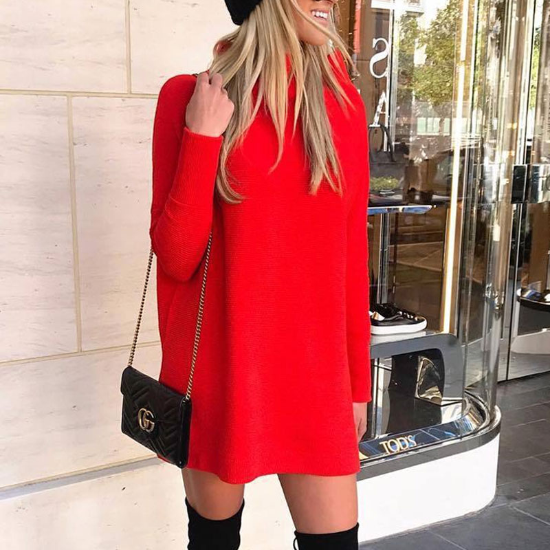 New  Long-sleeved Round Neck Women's Midi Dress display picture 6