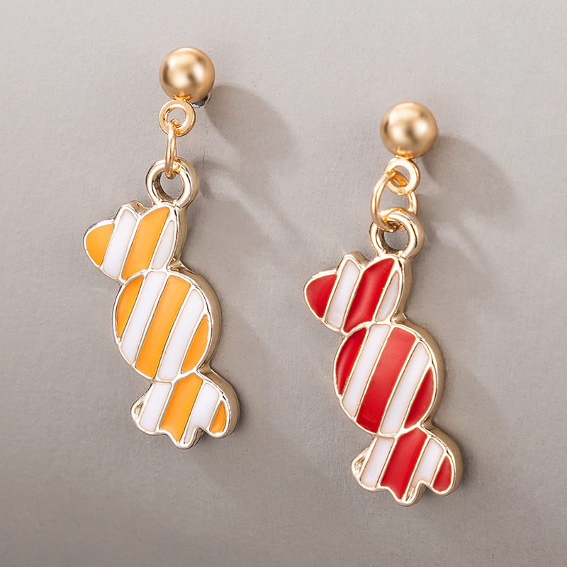 Lindos Pendientes Con Colgante De Caramelo Rojo Amarillo Navideño display picture 1