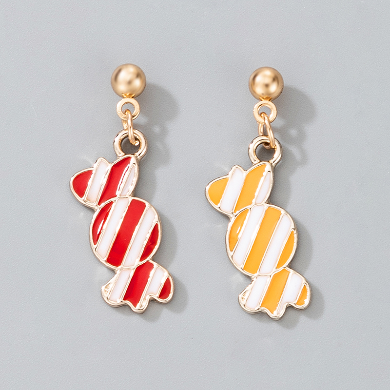 Cute Christmas Yellow Red Candy Pendant Earrings display picture 2