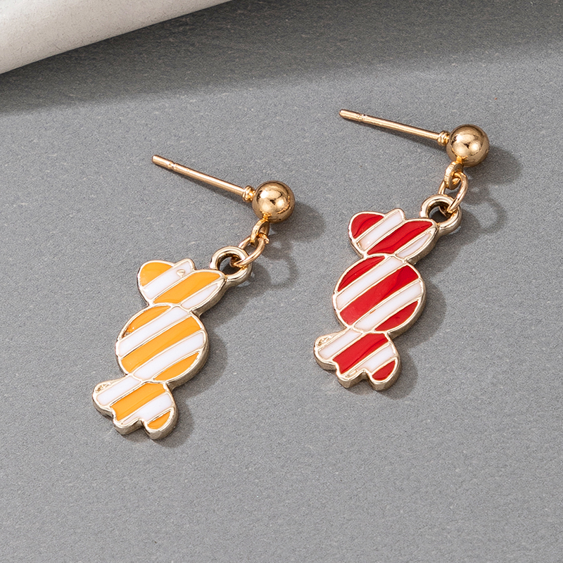 Cute Christmas Yellow Red Candy Pendant Earrings display picture 4