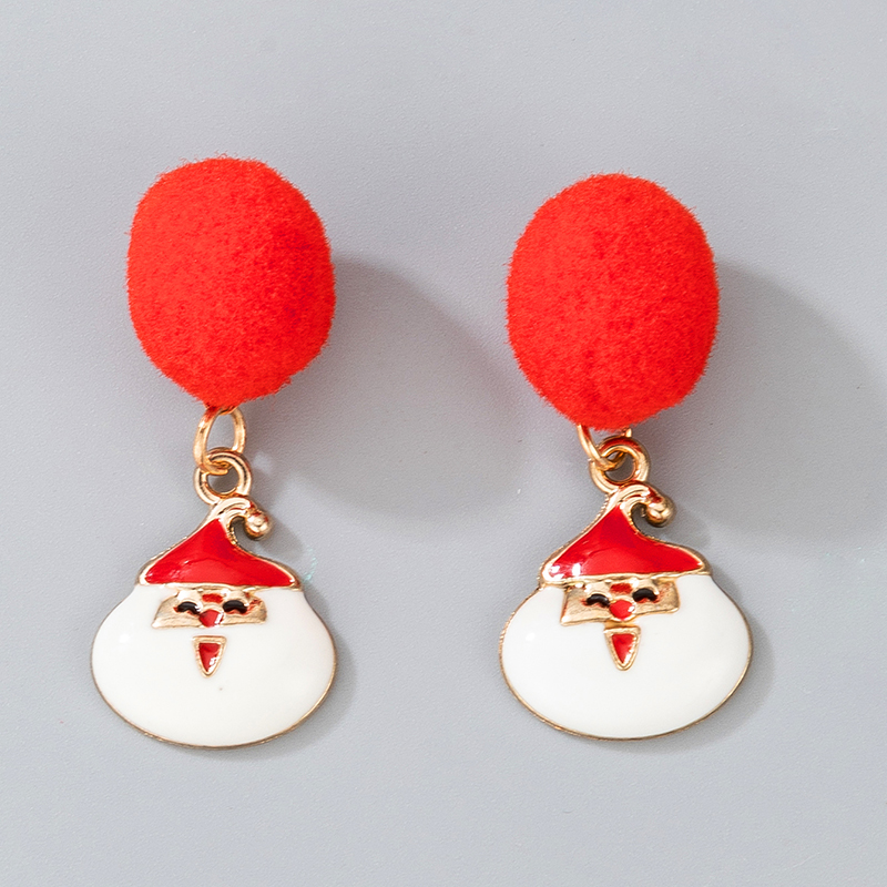 Cute Christmas Red Pompom Earrings display picture 2