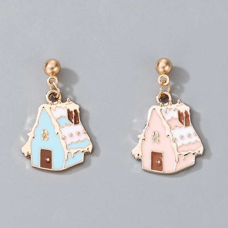 Cute Christmas House Pendant Earrings display picture 3