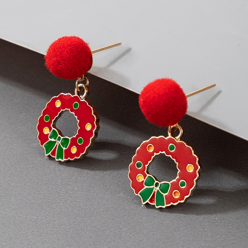 Christmas Series Alloy Wreath Earrings display picture 1