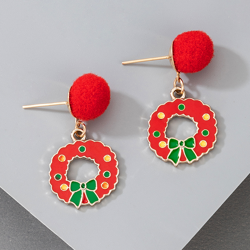 Christmas Series Alloy Wreath Earrings display picture 4