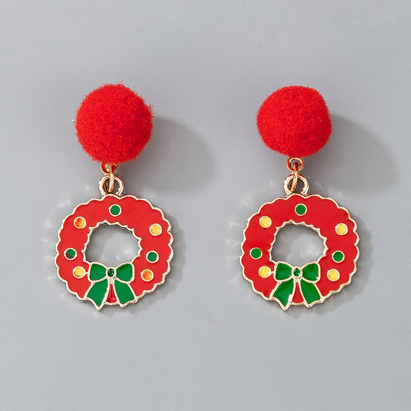 Christmas Series Alloy Wreath Earrings display picture 5