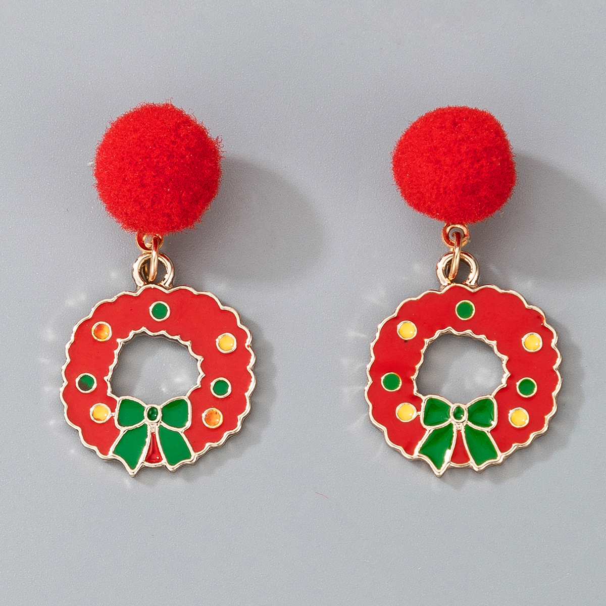 Christmas Series Alloy Wreath Earrings display picture 6