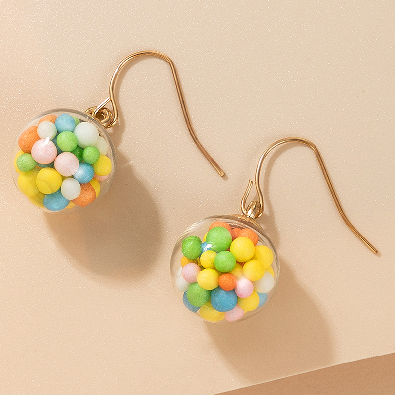 Candy Bubble Glass Ball Pendant Earrings display picture 1