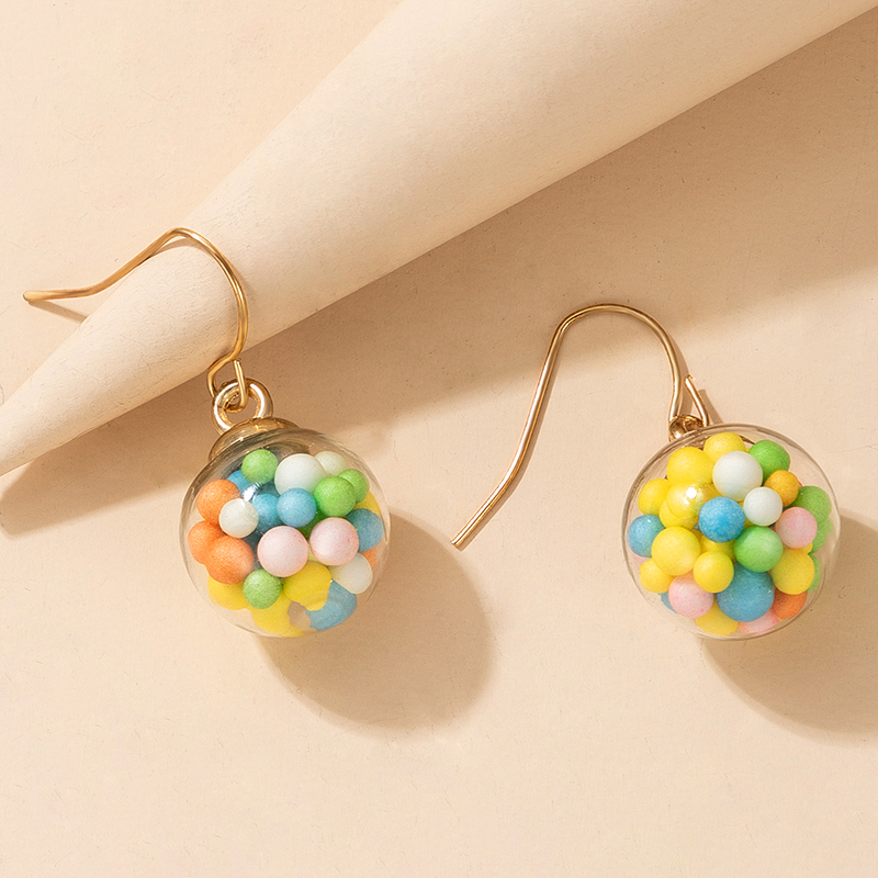 Candy Bubble Glass Ball Pendant Earrings display picture 2