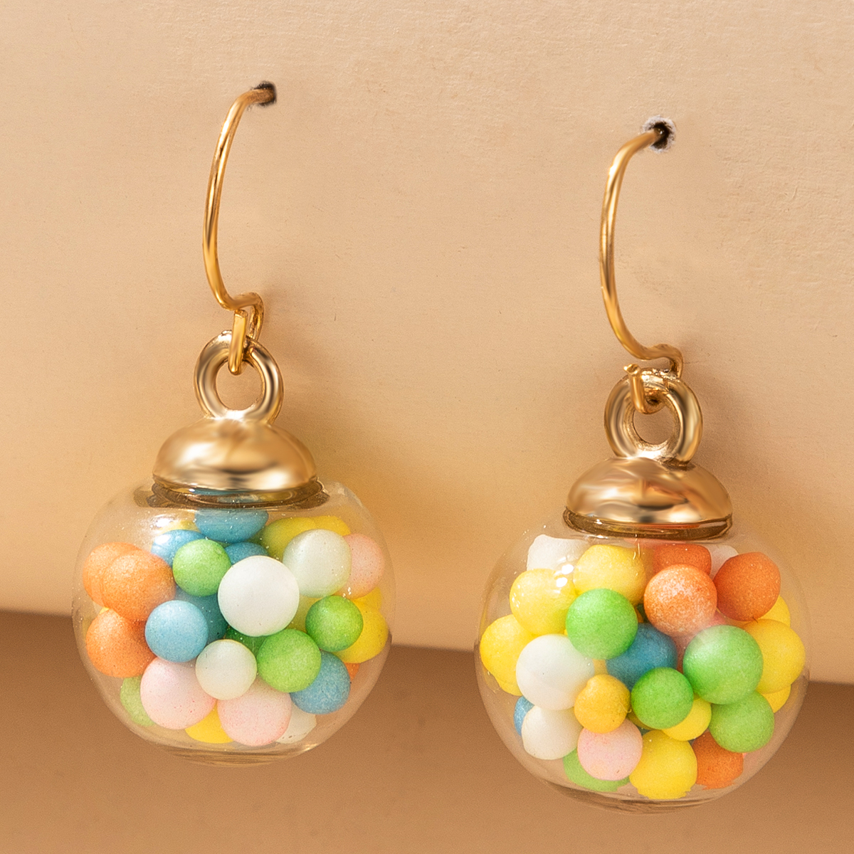 Candy Bubble Glass Ball Pendant Earrings display picture 5