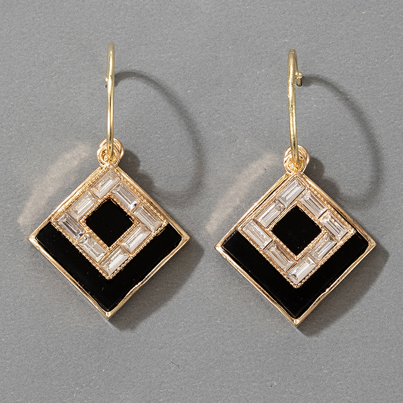 New Simple Black Geometric Square Earrings display picture 6