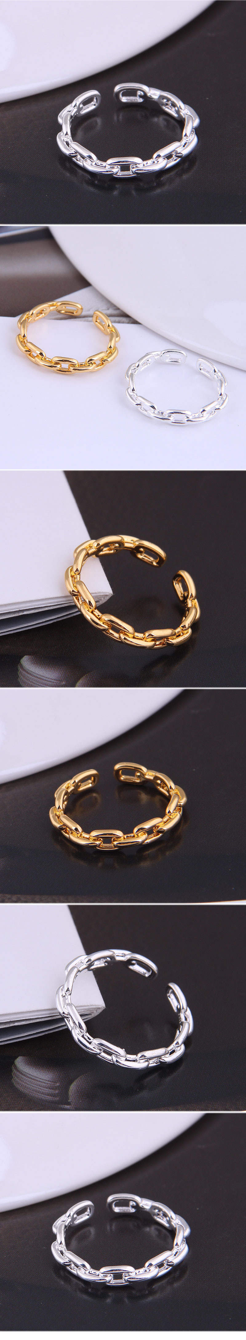 Korean Fashion Simple Chain Personality Open Ring display picture 1