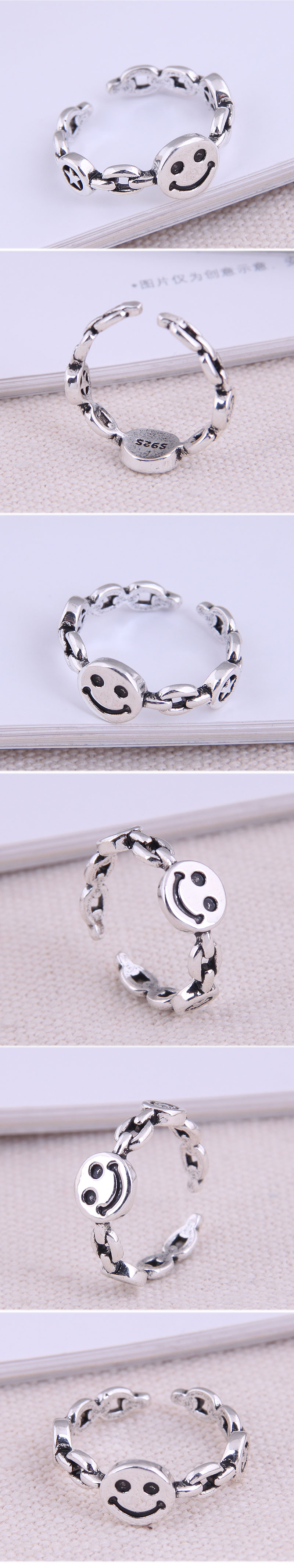 Korean Fashion Simple Retro Smiley Opening Ring display picture 1