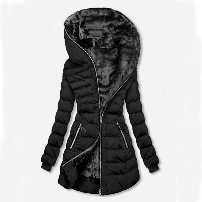 Hooded Long-sleeved Cotton Winter Long Zipper Jacket display picture 1