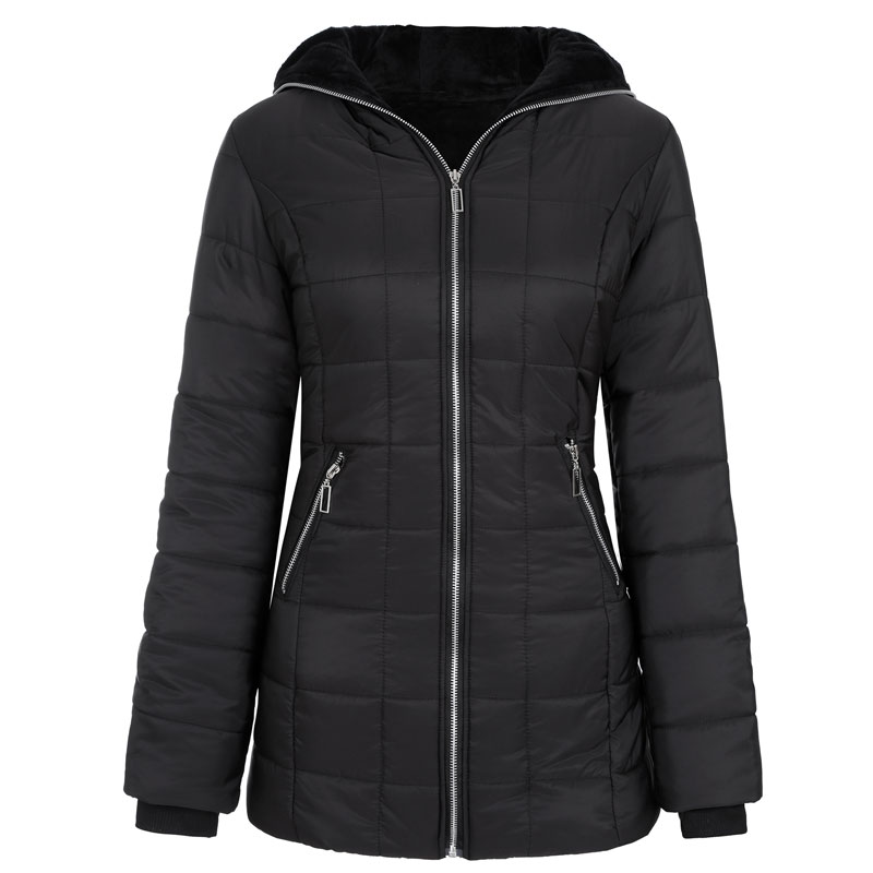 Hooded Long-sleeved Cotton Winter Long Zipper Jacket display picture 2