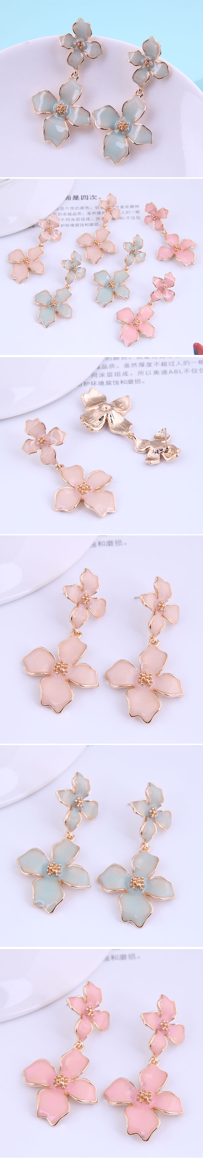 925 Silver  Korean Fashion  Flower Exaggerated Earrings display picture 1