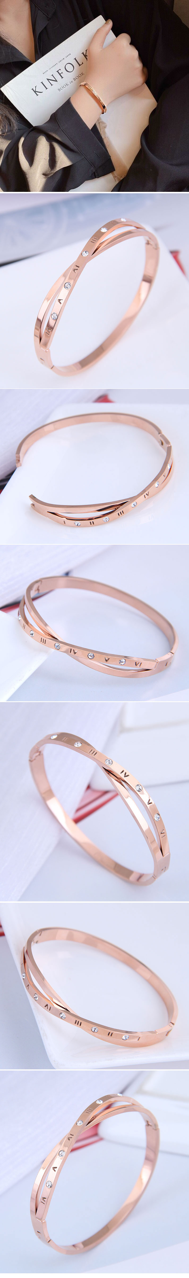Korean Titanium Steel Cross Diamond Bracelet display picture 1