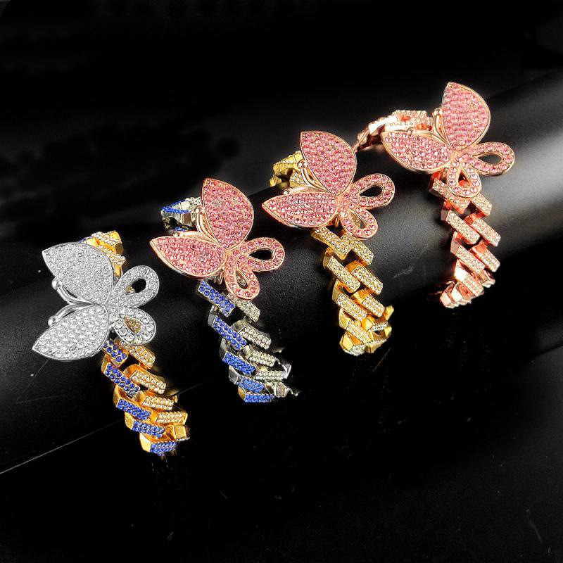 Hip Hop Micro Diamond Butterfly Magnet Bracelet display picture 2