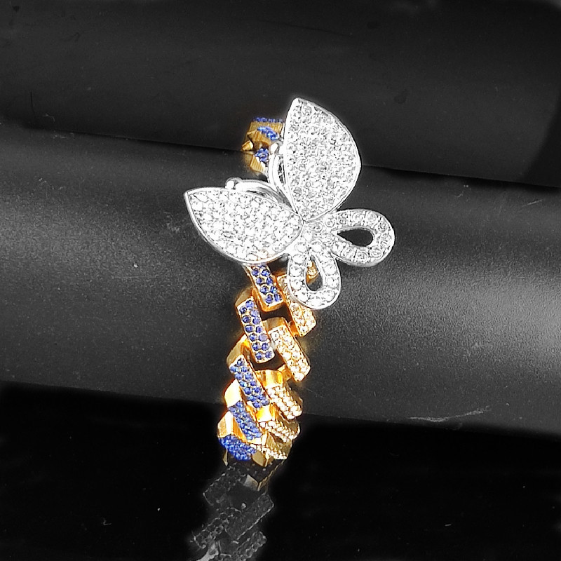 Hip Hop Micro Diamond Butterfly Magnet Bracelet display picture 3