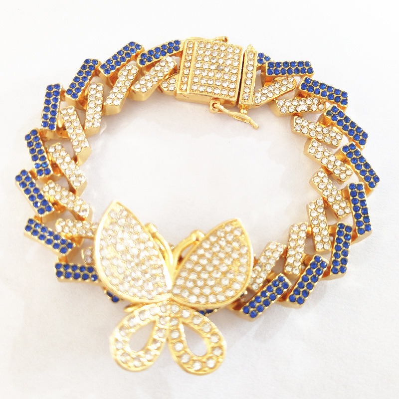 Hip Hop Micro Diamond Butterfly Magnet Bracelet display picture 4