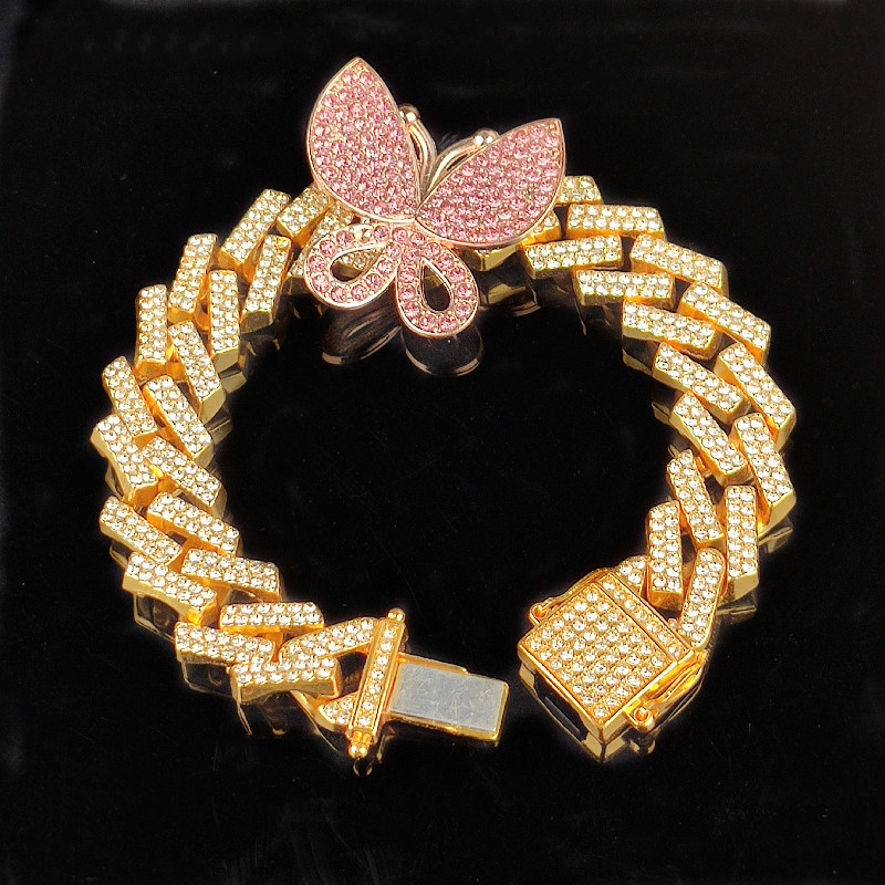 Hip Hop Micro Diamond Butterfly Magnet Bracelet display picture 5