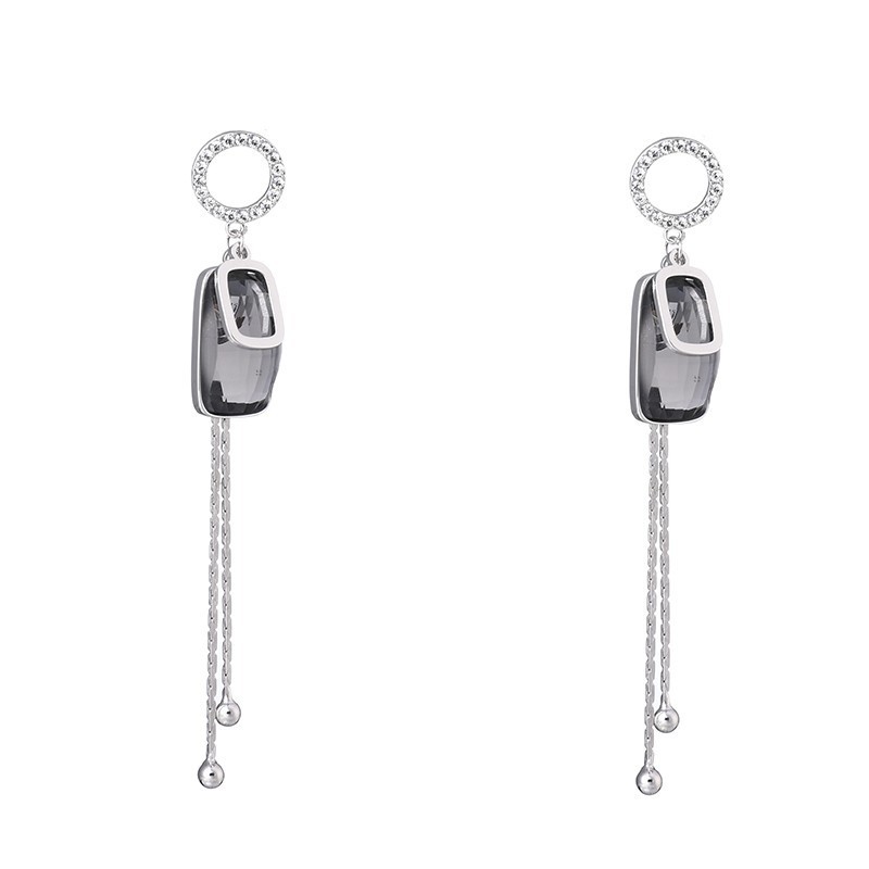 925 Silver Needle Geometric Square Tassel Earrings display picture 3
