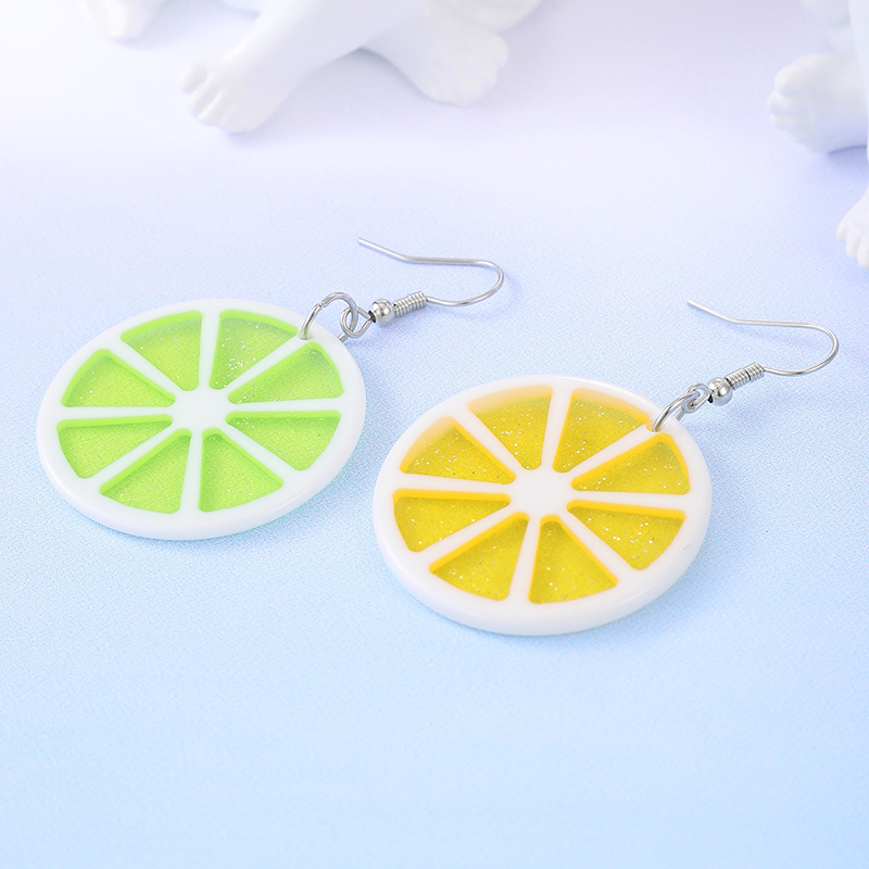 Heart Fruit Resin Lemon Earrings display picture 1