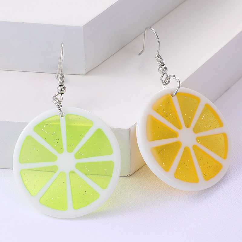 Heart Fruit Resin Lemon Earrings display picture 2
