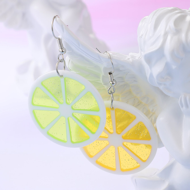 Heart Fruit Resin Lemon Earrings display picture 3