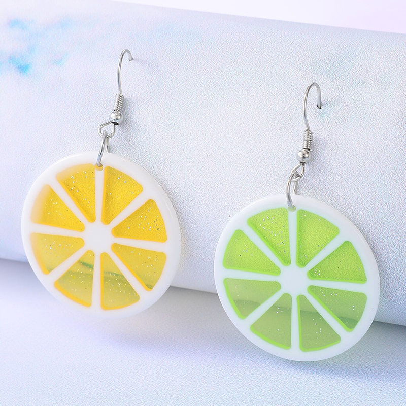Heart Fruit Resin Lemon Earrings display picture 4