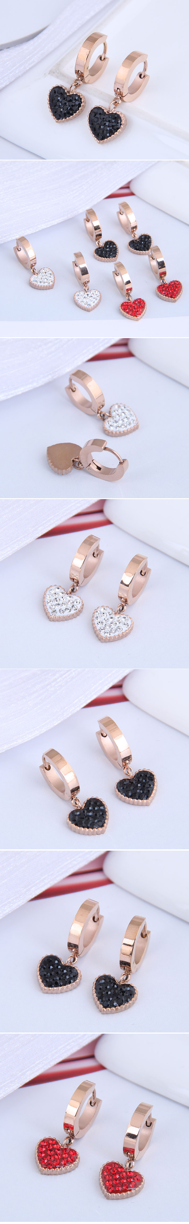 Diamond-studded Round Titanium Steel Earrings display picture 1