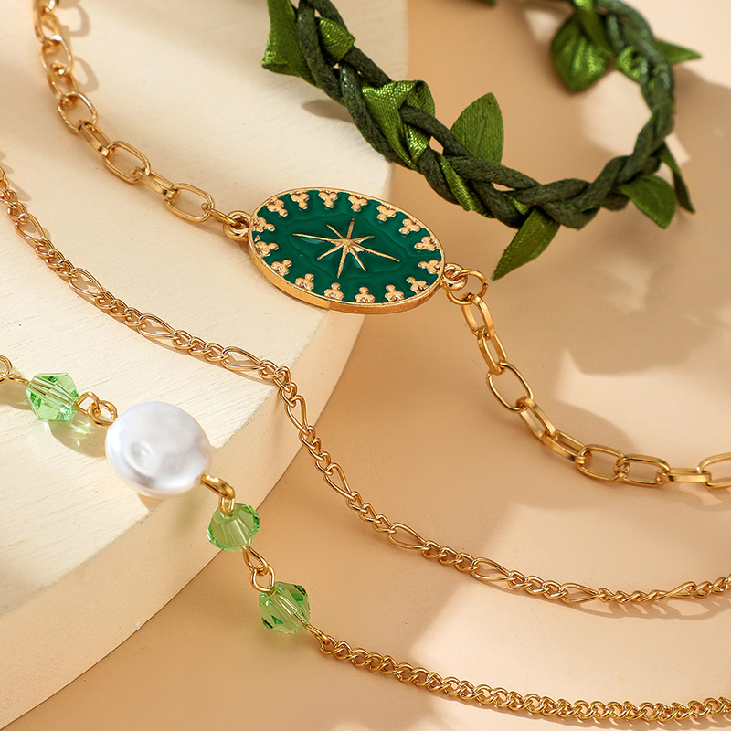 Ensemble De Bracelet Réglable En Perles De Cristal Étoile Octogonale À L&#39;huile De Goutte Verte display picture 4