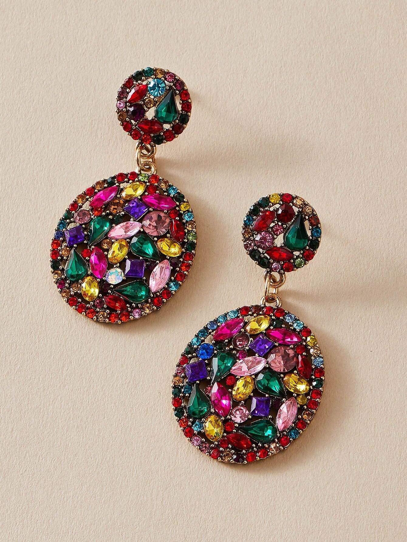 Hot Selling Full Diamond Color Earrings display picture 1