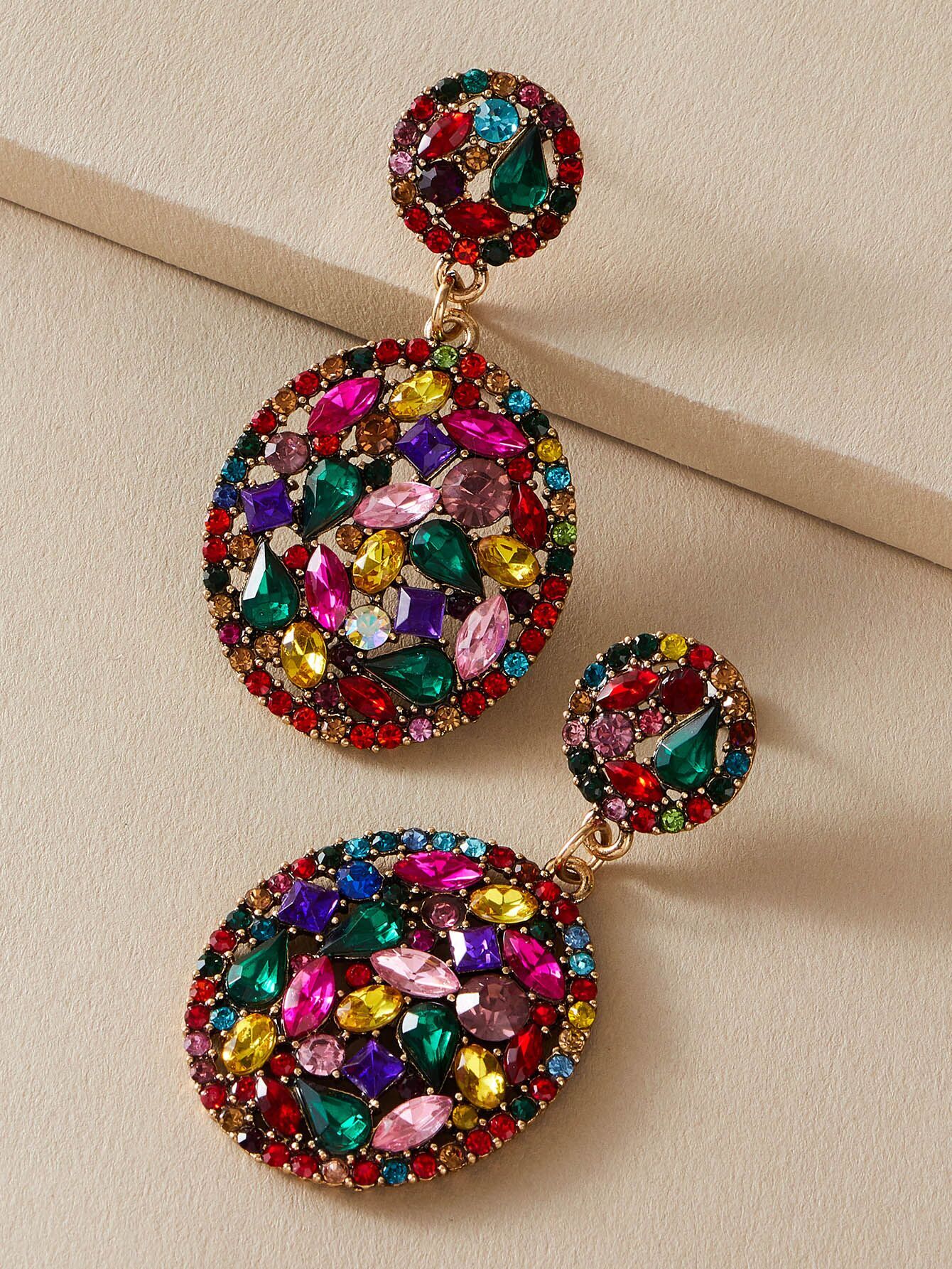 Hot Selling Full Diamond Color Earrings display picture 3