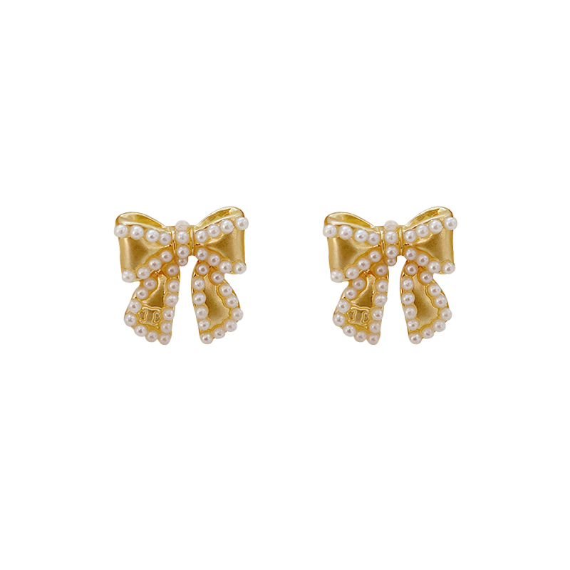 Pearl Bow Earrings display picture 2