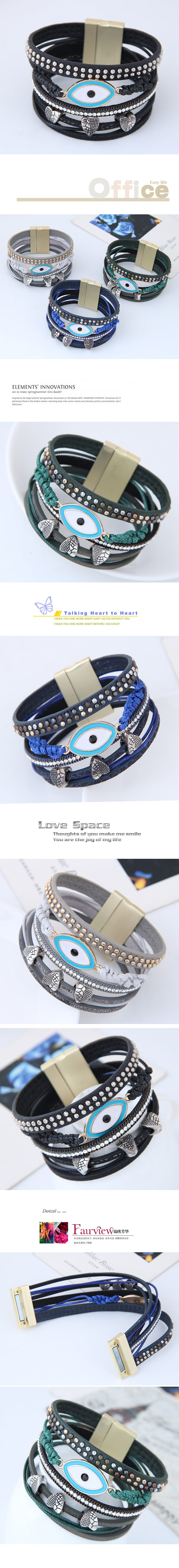 Simple Devil's Eye Magnet Buckle Fashion Bracelet display picture 1