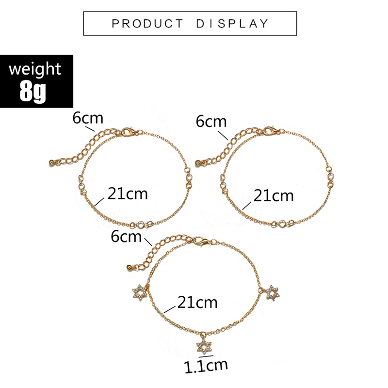 New Fashion Multi-layer Diamond-studded Five-pointed Star Anklet display picture 2