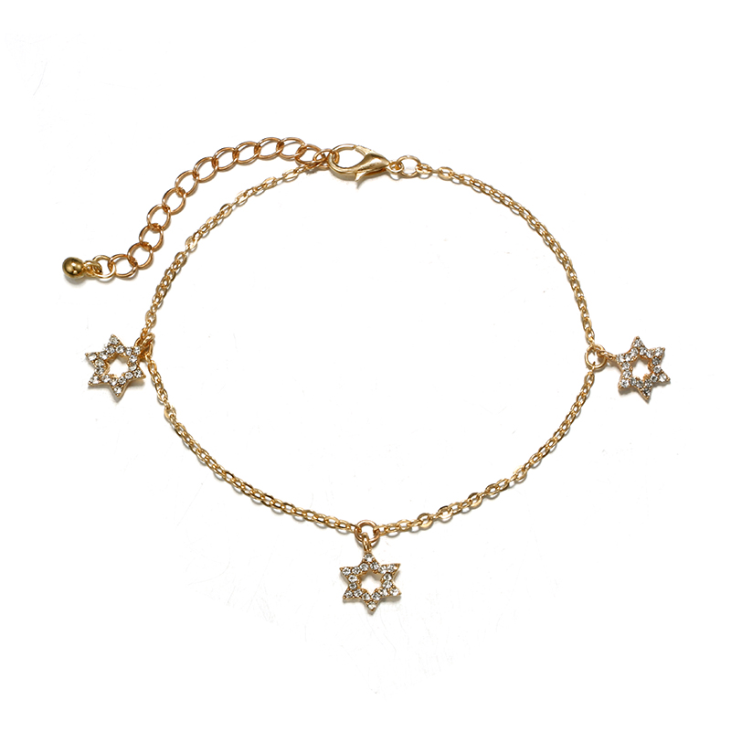 New Fashion Multi-layer Diamond-studded Five-pointed Star Anklet display picture 6