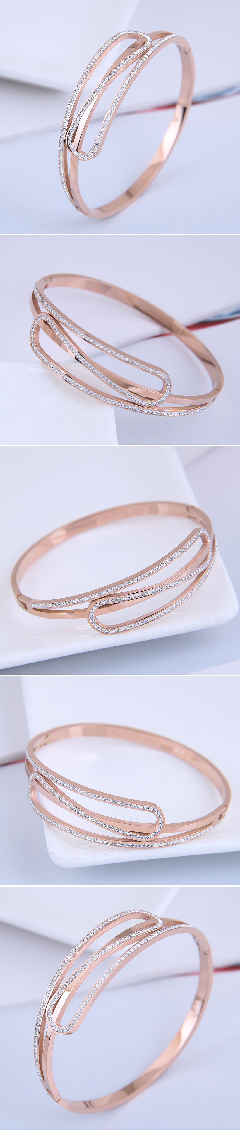 Bracelet En Diamant Clignotant Simple En Acier Titane De Mode Coréenne display picture 1