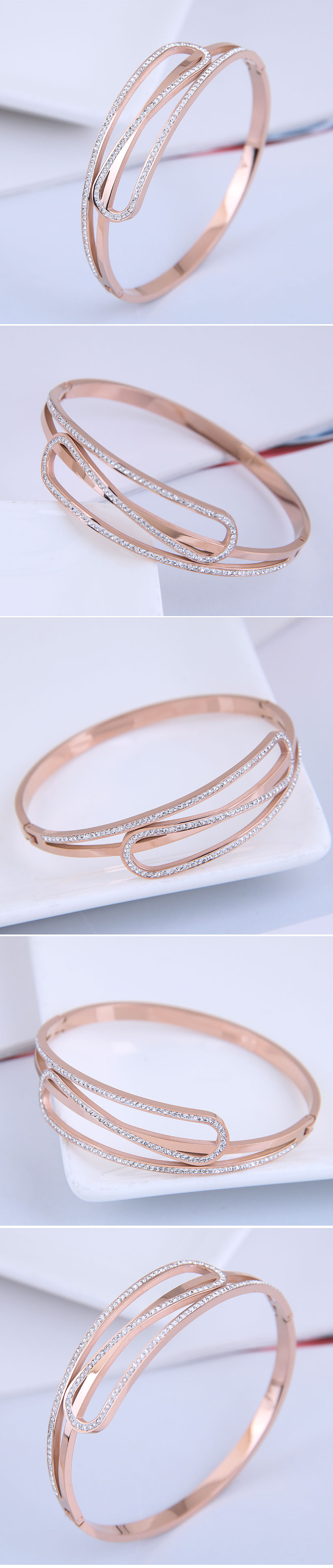 Pulsera De Diamantes Intermitente Simple De Acero Titanio De Moda Coreana display picture 1