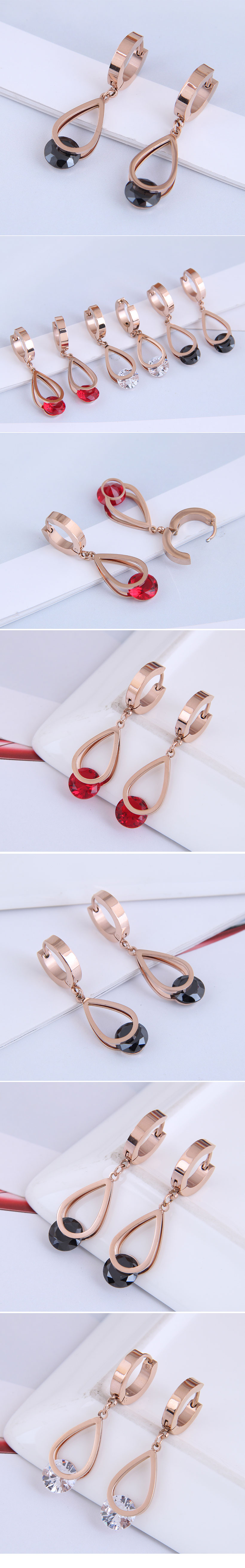 Fashion Simple Water Drop Zircon Titanium Steel Earrings display picture 1