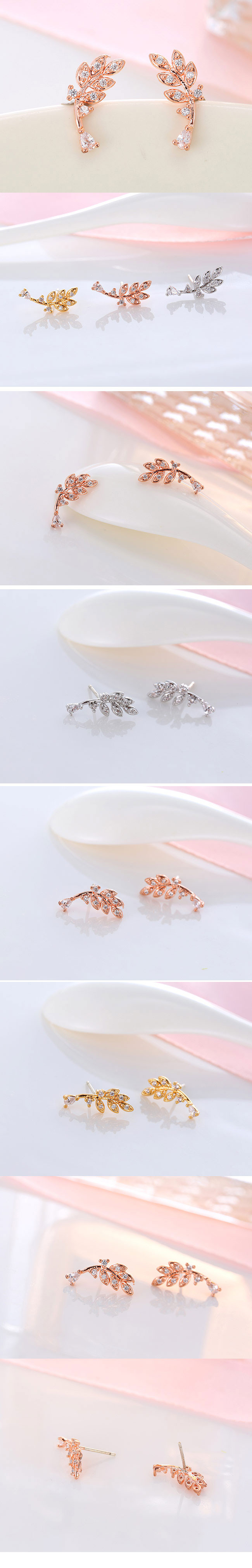 Korean Fashion Sweet Leaf Earrings display picture 1