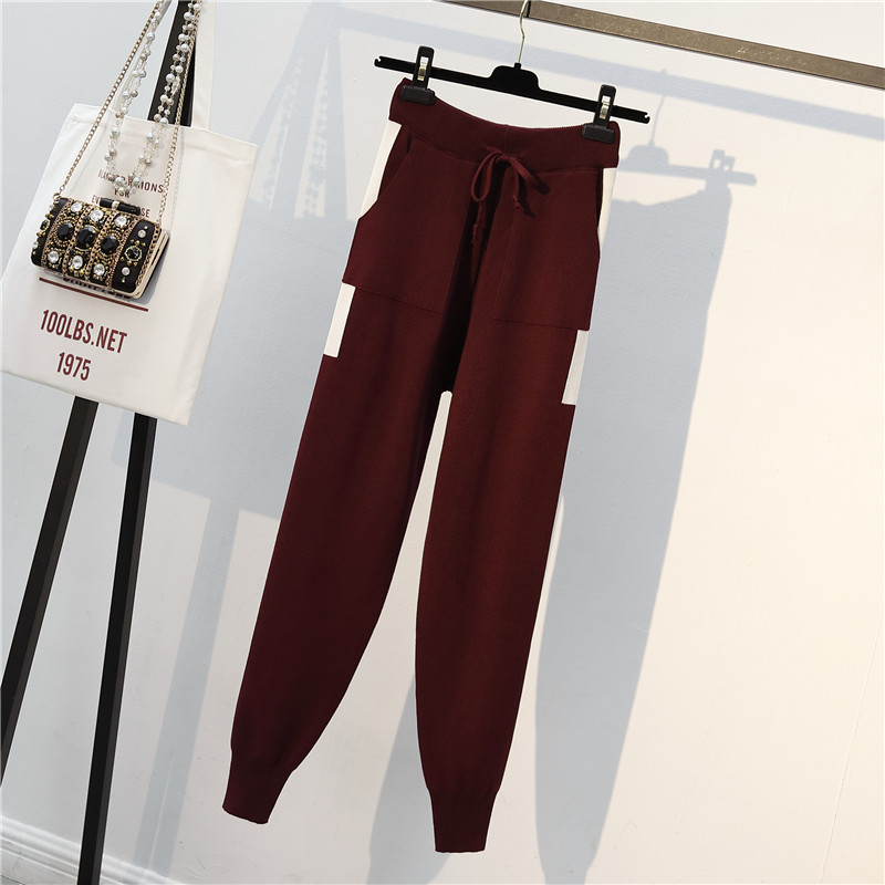 Women's Casual Solid Color Knitted Fabric Contrast Binding Pants Sets display picture 13