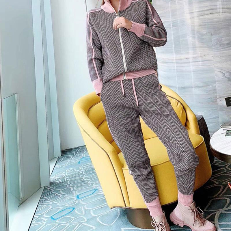 Women's Casual Spiral Stripe Knitted Fabric Rib-knit Pants Sets display picture 6