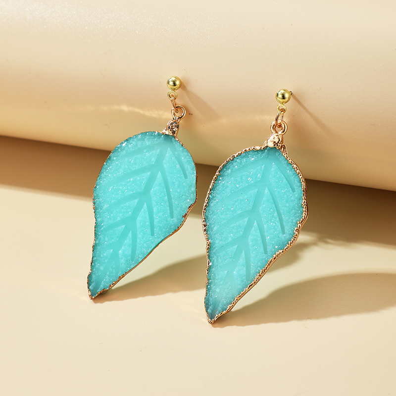 Simple Blue Leaf Fashion Earrings display picture 1