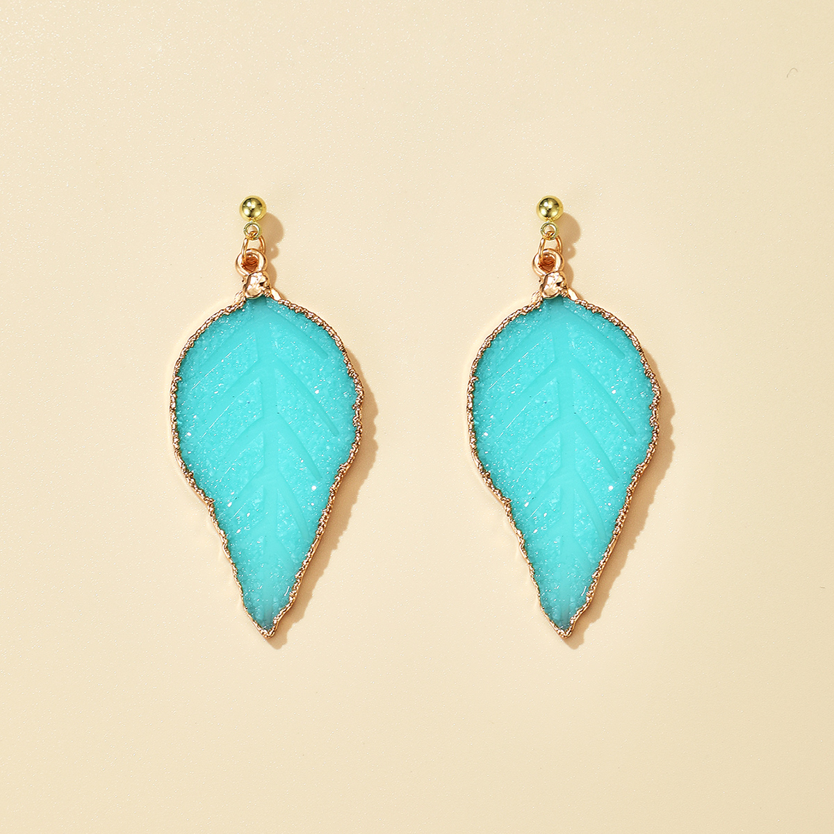 Simple Blue Leaf Fashion Earrings display picture 3